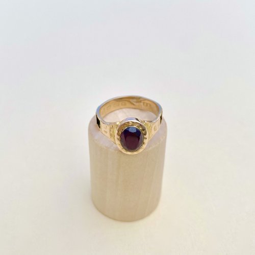 Hallmarked 18ct. Amethyst Mourning Ring. Circa 1867 - 1868. 