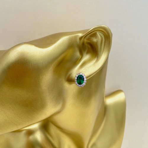 Stud Earrings with Green Stone.