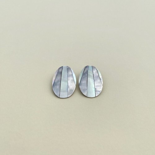 Vintage Large Oval Mother-of-Pearl Earrings.