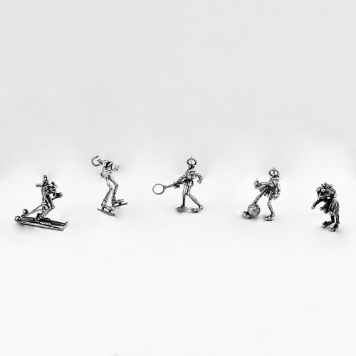 Silver Athletic Frog Pendants / 4 remaining.