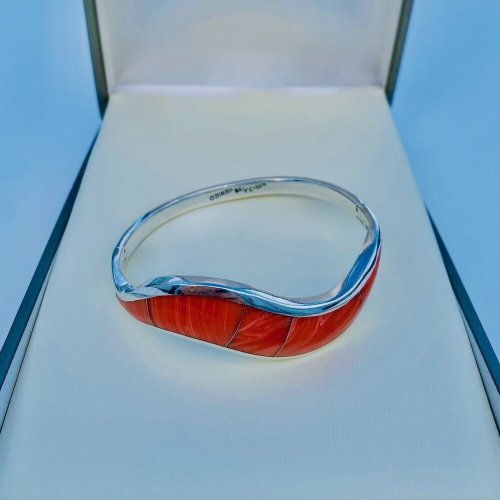 Handcrafted Silver &amp; Enamel Bangle.  SOLD