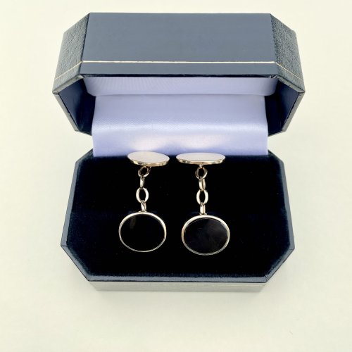 9ct. gold &amp; onyx cufflinks. SOLD
