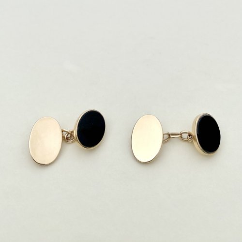 9ct. gold &amp; onyx cufflinks. SOLD