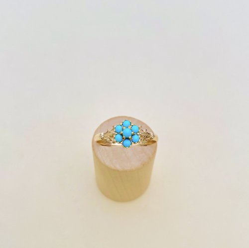 Antique 9ct. Gold Turquoise Cluster Ring.