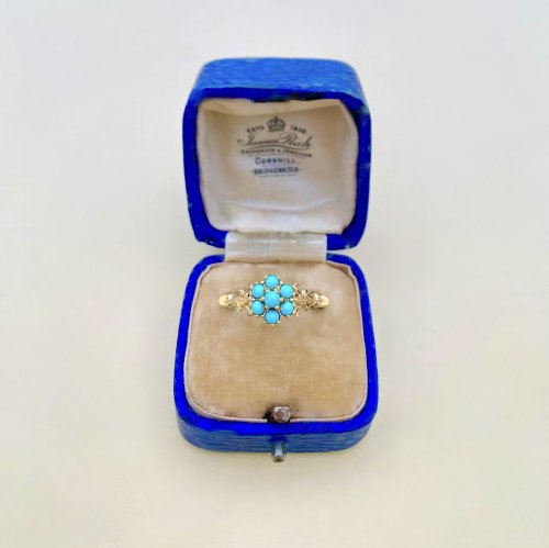 Antique 9ct. Gold Turquoise Cluster Ring.