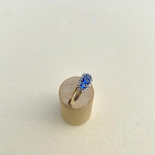 9ct. Gold Sapphire &amp; Diamond Ring.  SOLD.