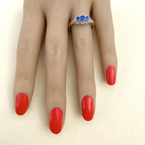 9ct. Gold Sapphire &amp; Diamond Ring.  SOLD.