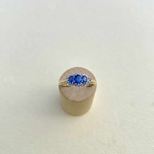 9ct. Gold Sapphire &amp; Diamond Ring.  SOLD.