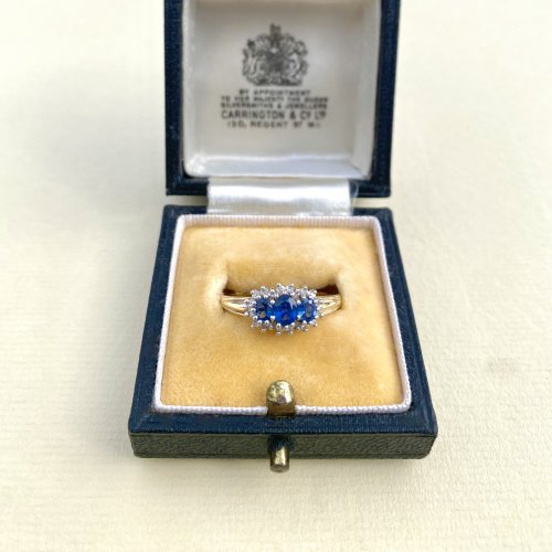 9ct. Gold Sapphire &amp; Diamond Ring.  SOLD.