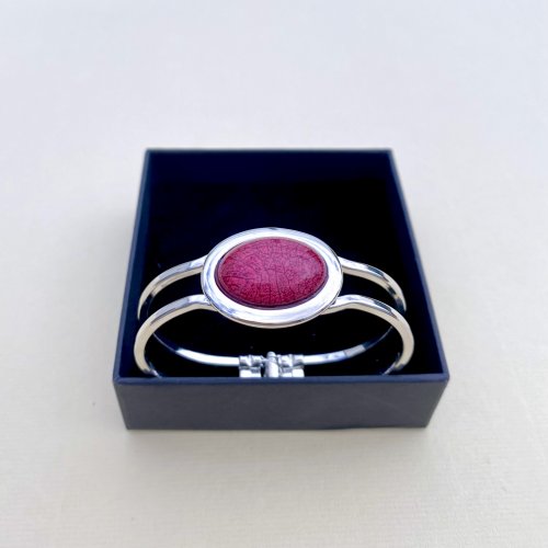 Contemporary Bangle with Red Stone.