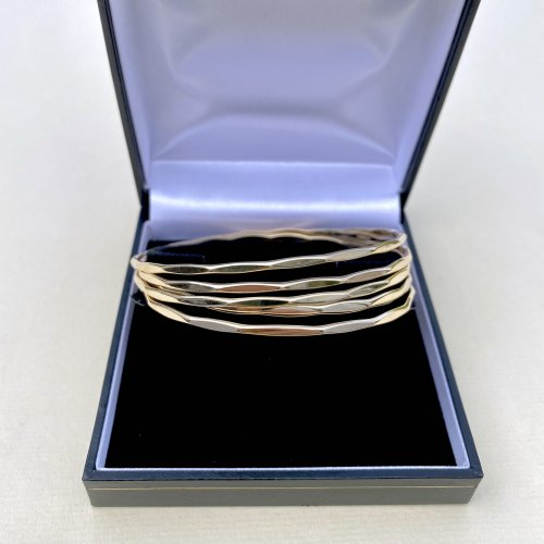 Set of Five 9ct. Yellow Gold Bangles. SOLD.