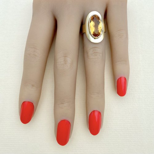 14ct. Gold Oval Citrine Statement Ring. 