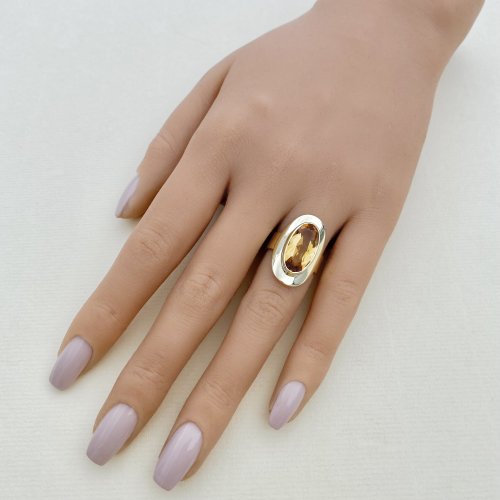 14ct. Gold Oval Citrine Statement Ring. 