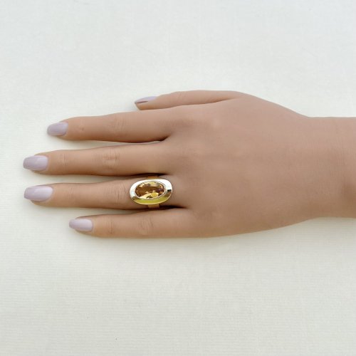 14ct. Gold Oval Citrine Statement Ring. 