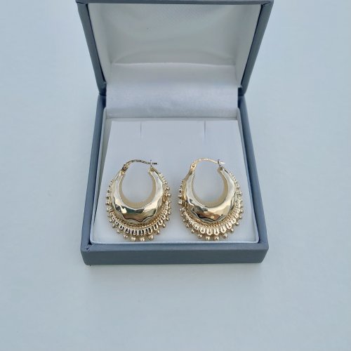 Hallmarked 9ct. Gold Creole Hoop Earrings. 