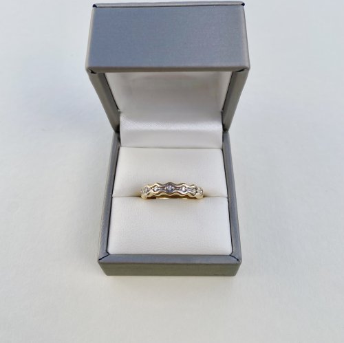 9ct. Gold Scalloped Half Eternity Ring with Diamonds. 