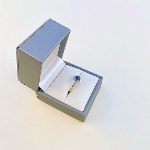 Hallmarked 9ct. Gold Sapphire &amp; Diamond Ring. 