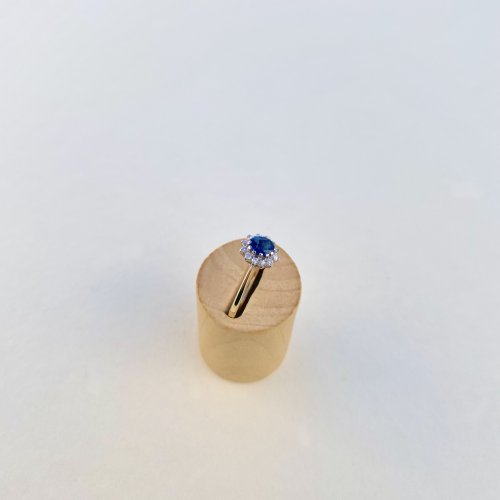 Hallmarked 9ct. Gold Sapphire &amp; Diamond Ring. 