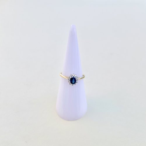 Hallmarked 9ct. Gold Sapphire &amp; Diamond Ring. 