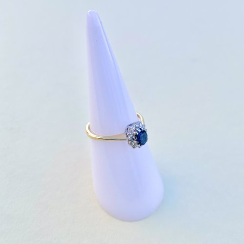 Hallmarked 9ct. Gold Sapphire &amp; Diamond Ring. 