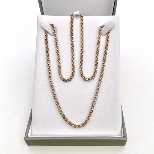 9ct. Yellow Gold Long Belcher Link Chain. 63 cms. / 24¾.&quot;