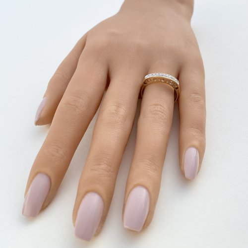 9ct. Yellow Gold Half Eternity Ring with Diamonds &amp; Words. 