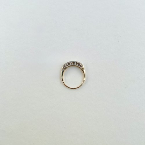 9ct. Yellow Gold Half Eternity Ring with Diamonds &amp; Words. 