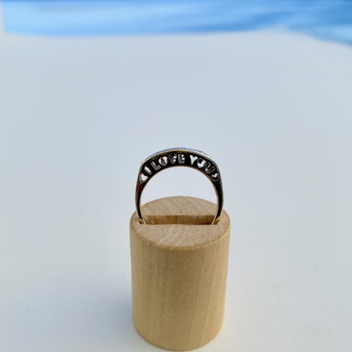 9ct. Yellow Gold Half Eternity Ring with Diamonds &amp; Words. 