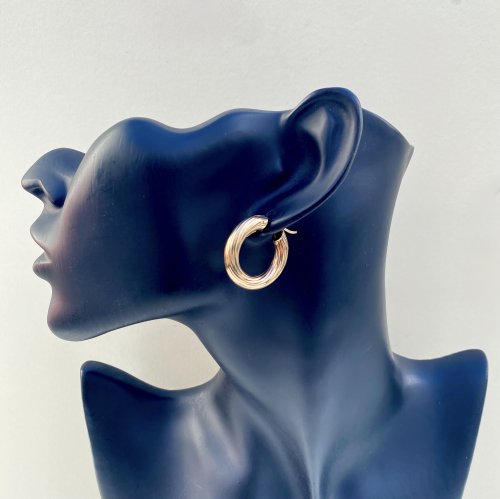 Italian 9ct. Gold Hoop Earrings / Ridged Linear Pattern. JUST IN!