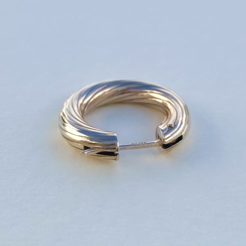 Italian 9ct. Gold Hoop Earrings / Ridged Linear Pattern. JUST IN!