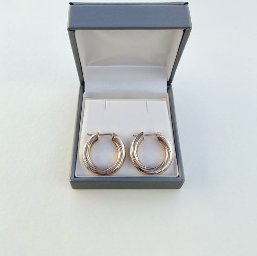 Italian 9ct. Gold Hoop Earrings / Ridged Linear Pattern. JUST IN!