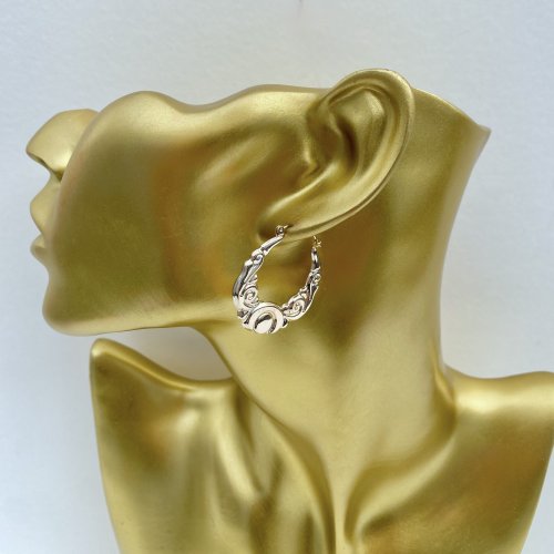 Hallmarked 9ct. Gold Large Hoop Earrings / Design to Both Surfaces. JUST IN!