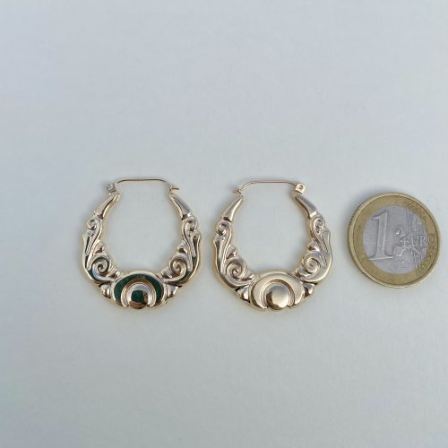 Hallmarked 9ct. Gold Large Hoop Earrings / Design to Both Surfaces. JUST IN!