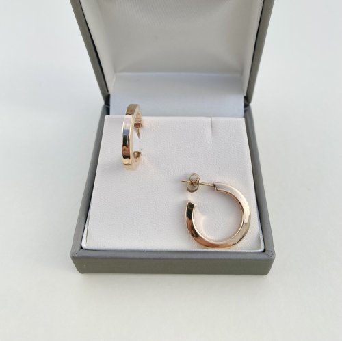 9ct. Gold Plain Classic Hoop Earrings / Squared Off Edges. JUST IN! 