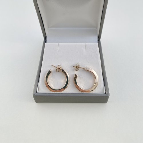 9ct. Gold Plain Classic Hoop Earrings / Squared Off Edges. JUST IN! 