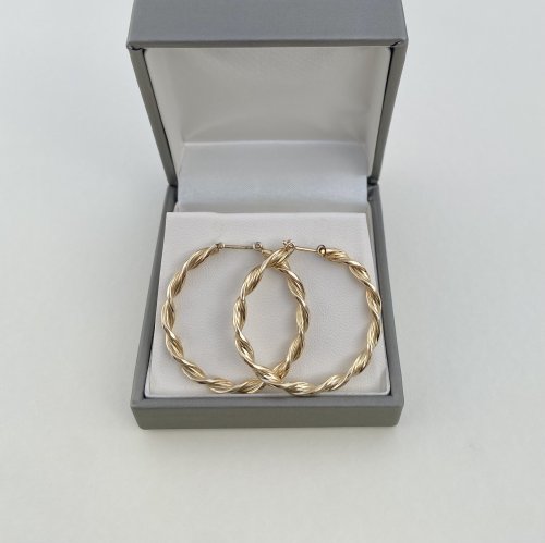 Hallmarked 9ct. Gold Twist Hoop Earrings. JUST IN!