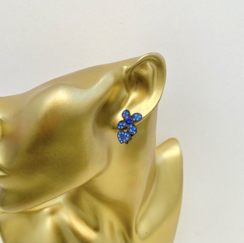 French Vintage Clip-On Earrings / Vivid Blue. NEW IN STOCK.