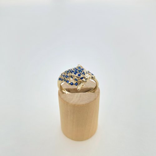 Hallmarked 9ct. Gold Panther Ring with Sapphires. NEW IN STOCK.