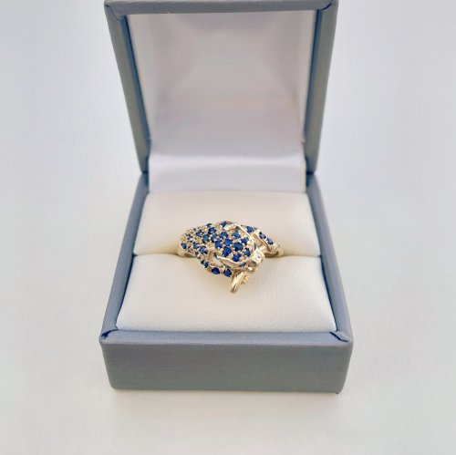 Hallmarked 9ct. Gold Panther Ring with Sapphires. NEW IN STOCK.