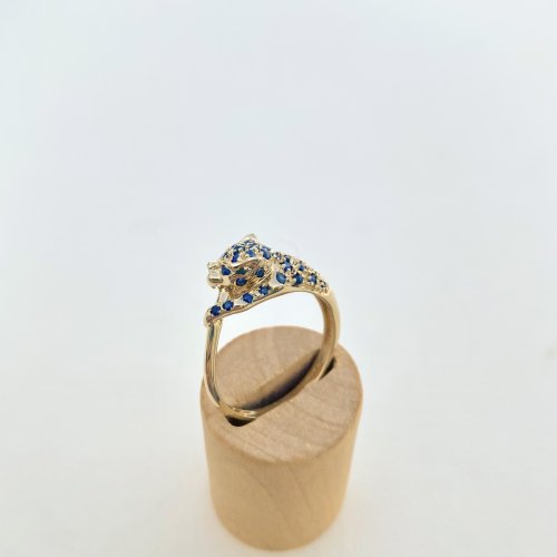 Hallmarked 9ct. Gold Panther Ring with Sapphires. NEW IN STOCK.