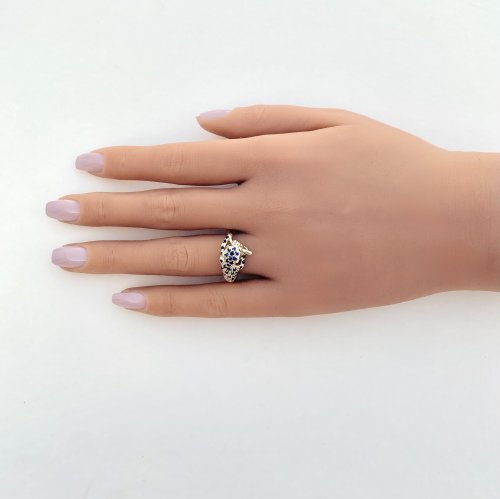 Hallmarked 9ct. Gold Panther Ring with Sapphires. NEW IN STOCK.