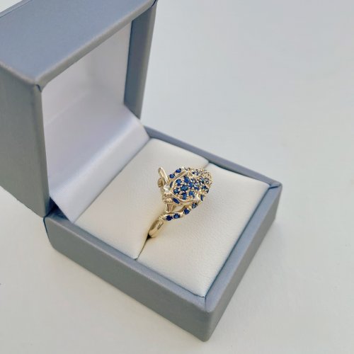 Hallmarked 9ct. Gold Panther Ring with Sapphires. NEW IN STOCK.