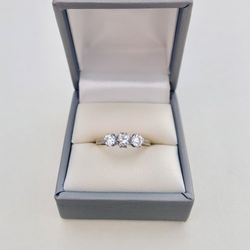 18ct. Gold &amp; Platinum 3-Stone Diamond Ring. NEW IN STOCK.