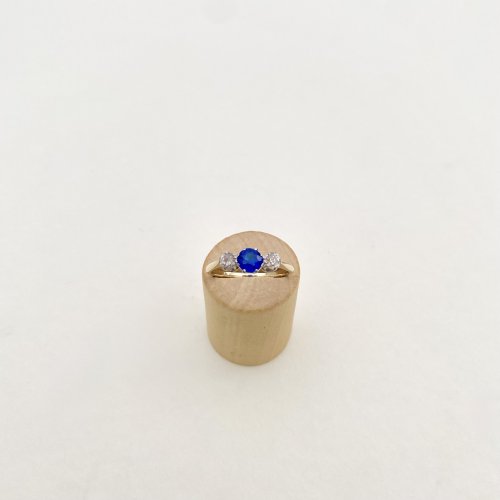 Sapphire &amp; Diamond 3-Stone Ring. NEW IN STOCK.
