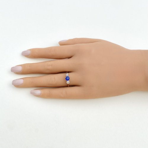 Sapphire &amp; Diamond 3-Stone Ring. NEW IN STOCK.