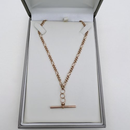 9ct. Gold T-Bar Figaro Chain. SOLD. More due in soon!