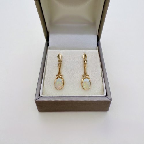 Hallmarked 9ct. Gold Opal Earrings. NEW STOCK.