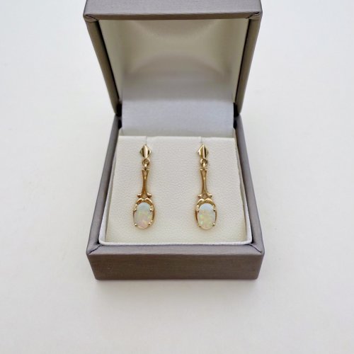 Hallmarked 9ct. Gold Opal Earrings. NEW STOCK.