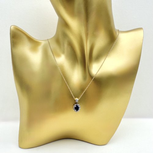 9ct. Gold Sapphire & Diamond Pendant / Necklace. NEW STOCK.