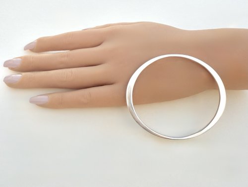 Sterling Silver Solid Oval Cuff Bangle.  NEW STOCK.